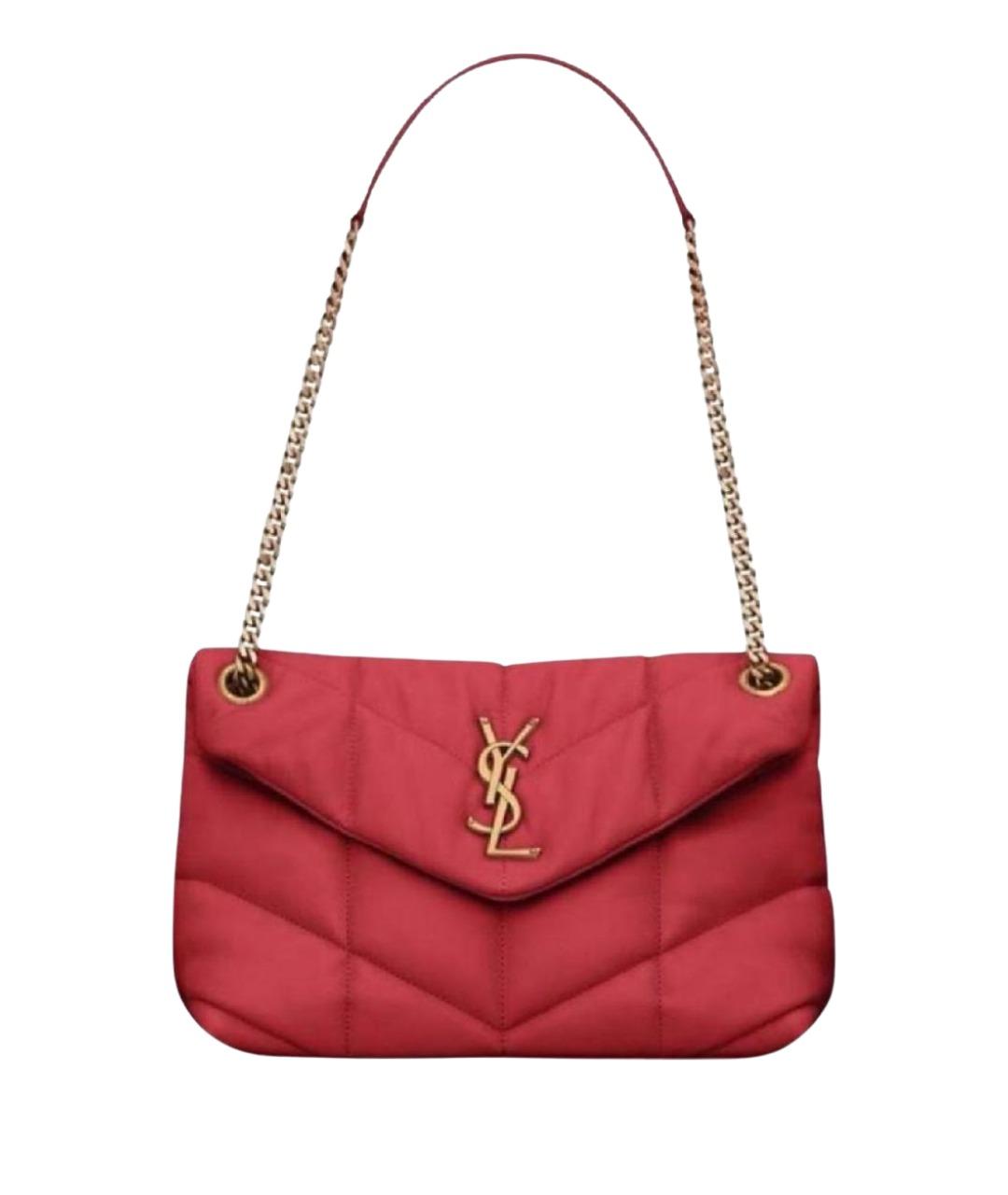 SAINT LAURENT Красная кожаная сумка через плечо, фото 7