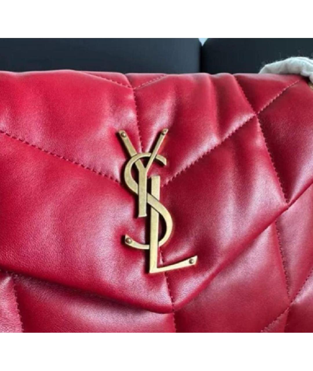 SAINT LAURENT Красная кожаная сумка через плечо, фото 4