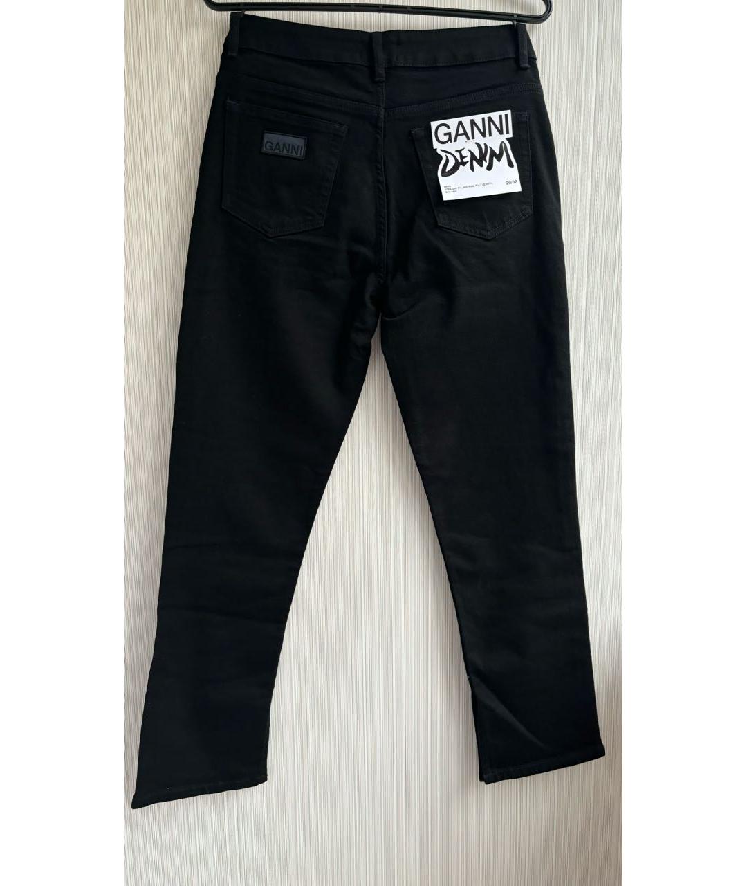 GANNI Черные хлопко-эластановые прямые джинсы, фото 2