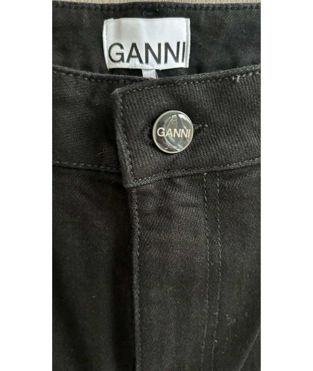GANNI Черные хлопко-эластановые прямые джинсы, фото 4