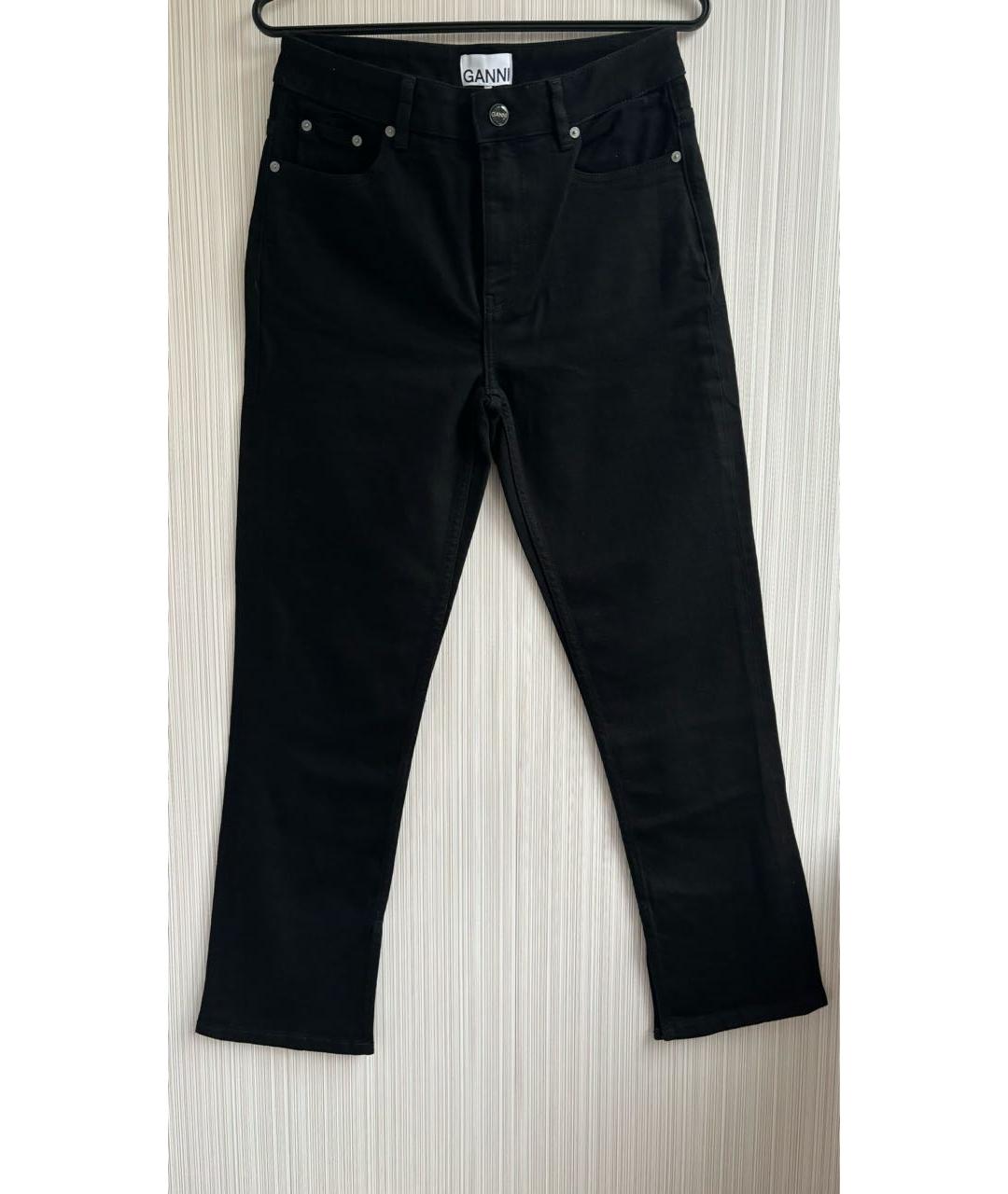 GANNI Черные хлопко-эластановые прямые джинсы, фото 9