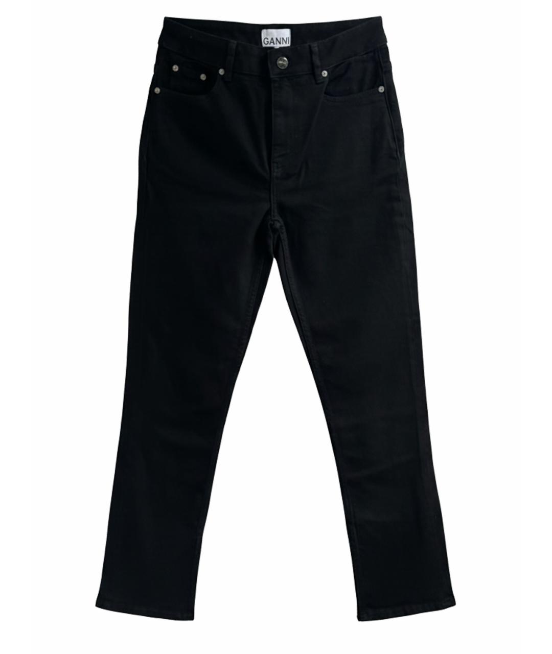 GANNI Черные хлопко-эластановые прямые джинсы, фото 1