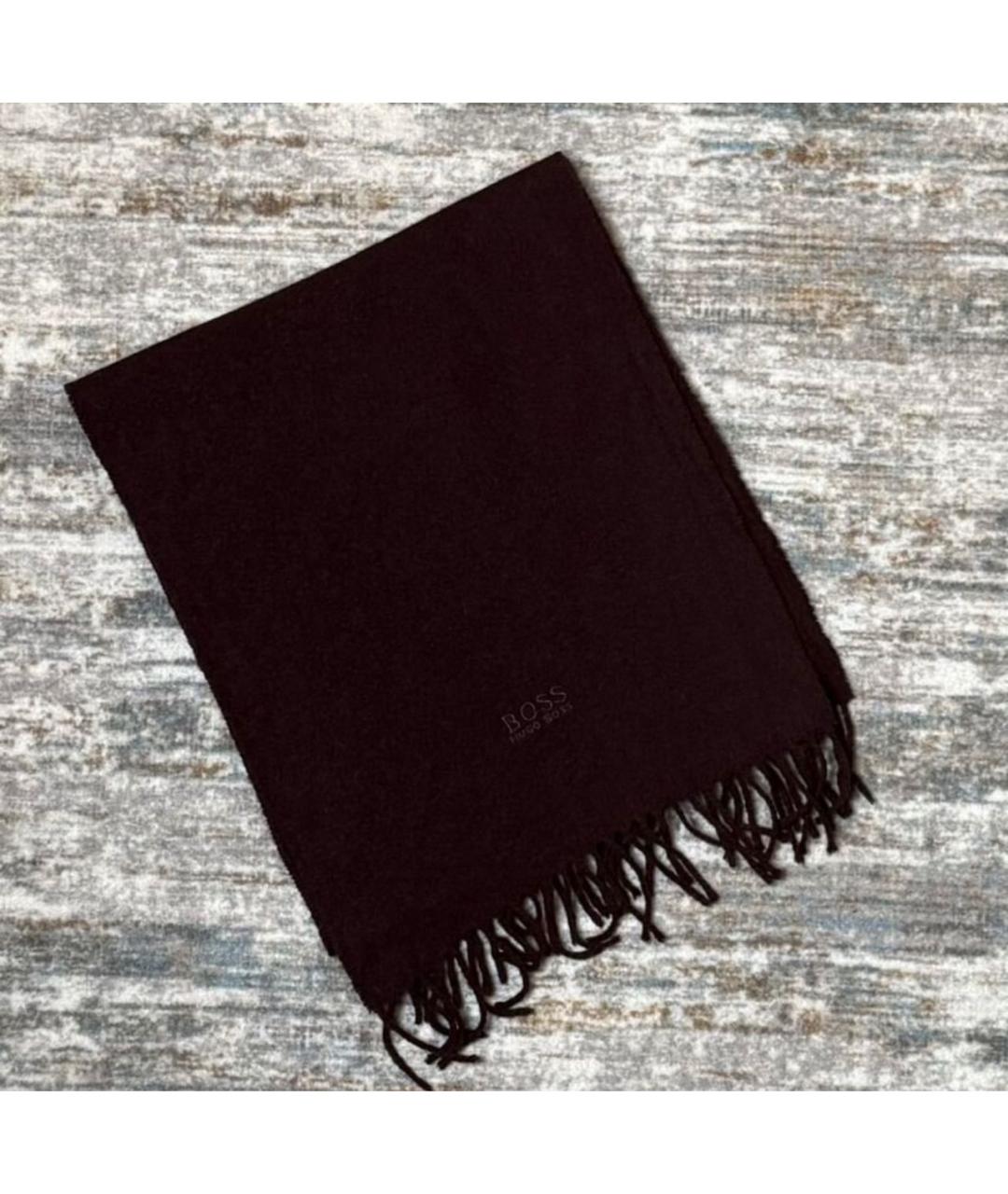 HUGO BOSS Бордовый шерстяной шарф, фото 2