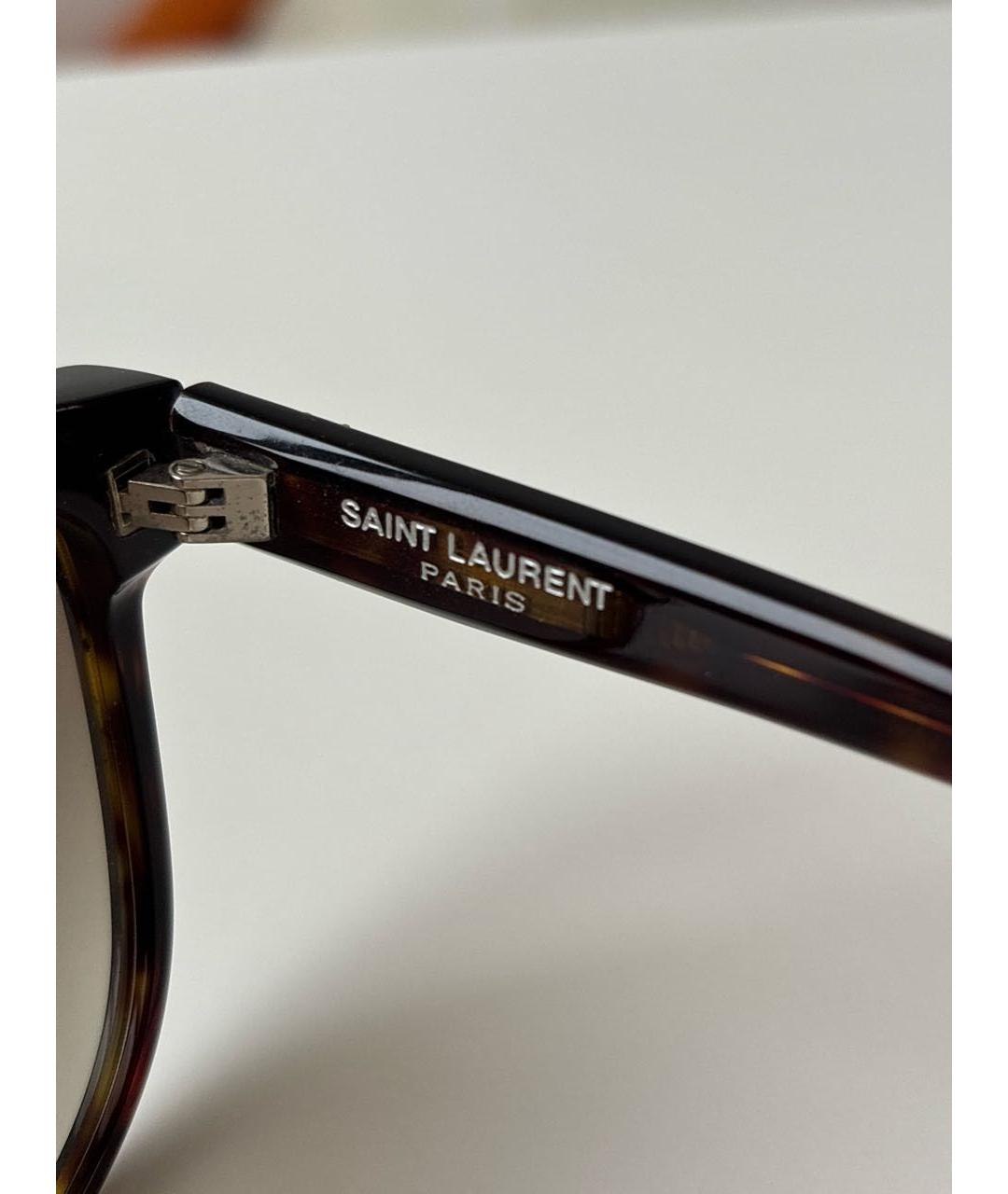 SAINT LAURENT Коричневые пластиковые солнцезащитные очки, фото 4