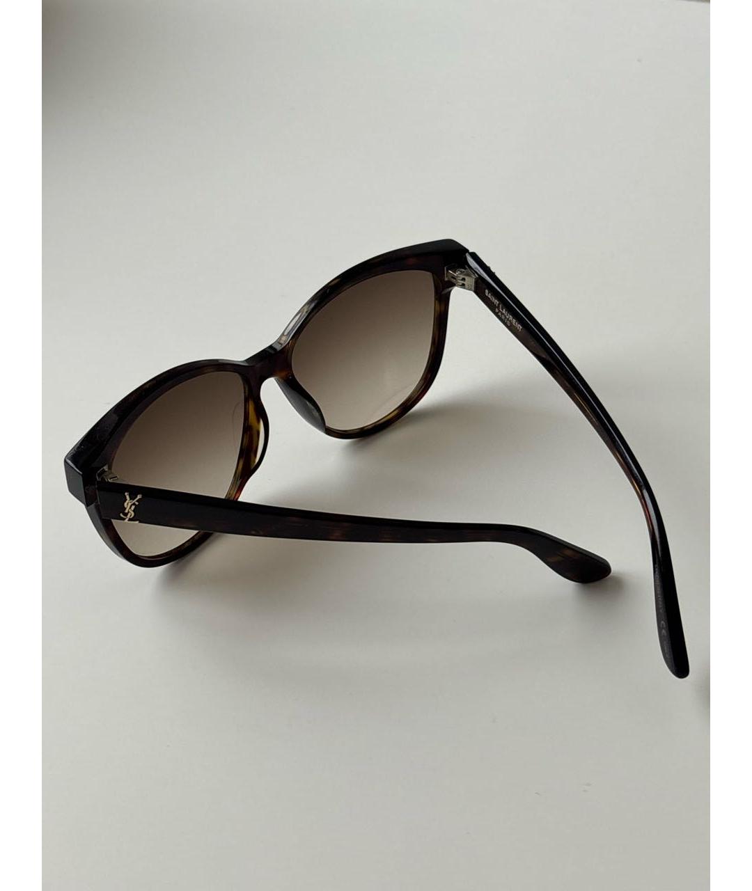 SAINT LAURENT Коричневые пластиковые солнцезащитные очки, фото 5