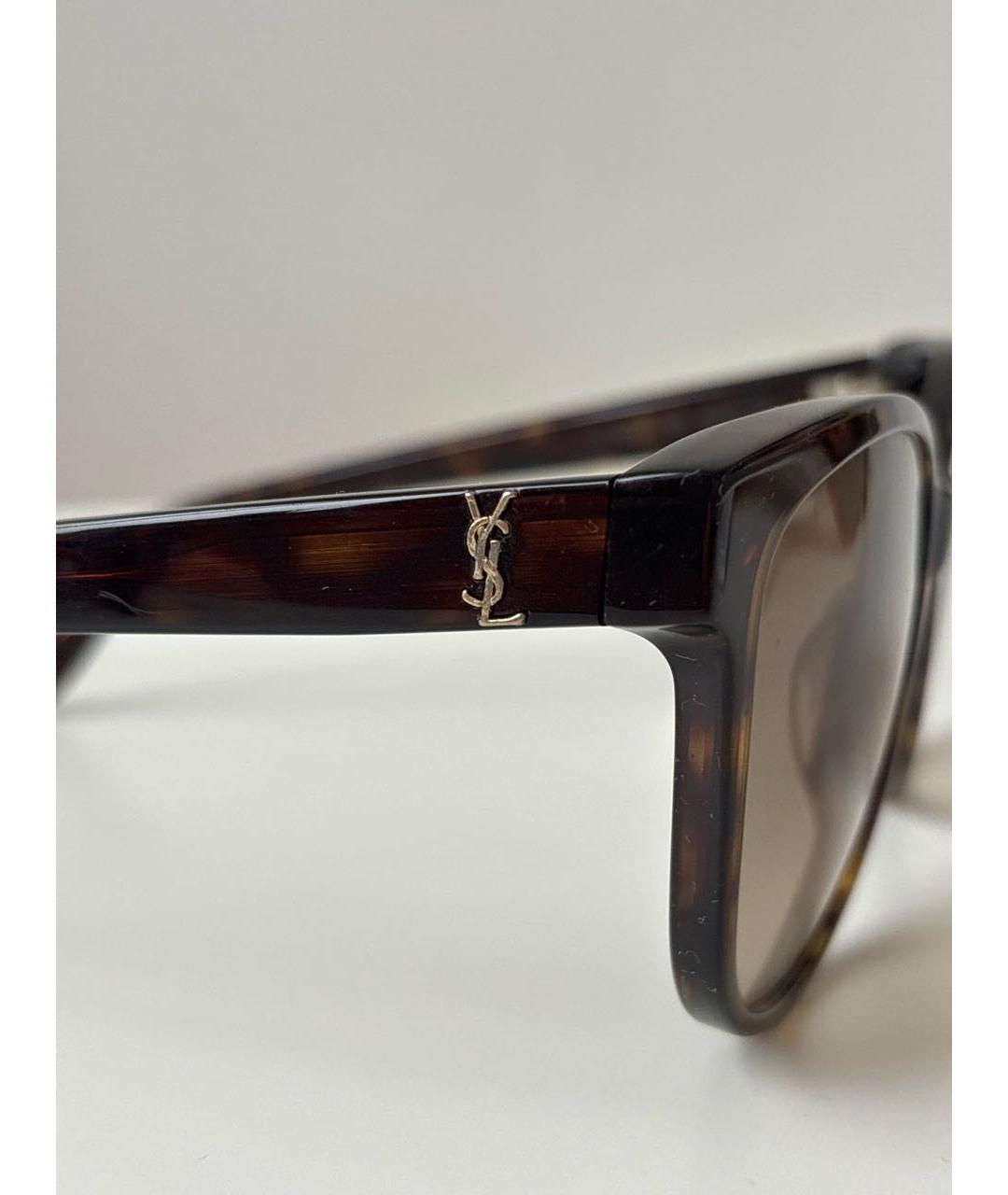 SAINT LAURENT Коричневые пластиковые солнцезащитные очки, фото 3