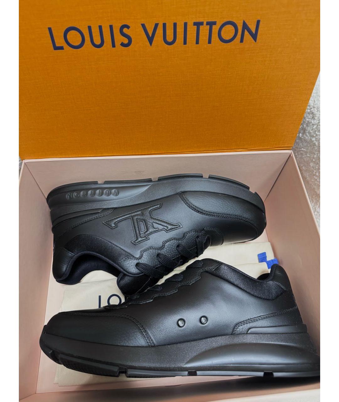 LOUIS VUITTON Черные кожаные низкие кроссовки / кеды, фото 3