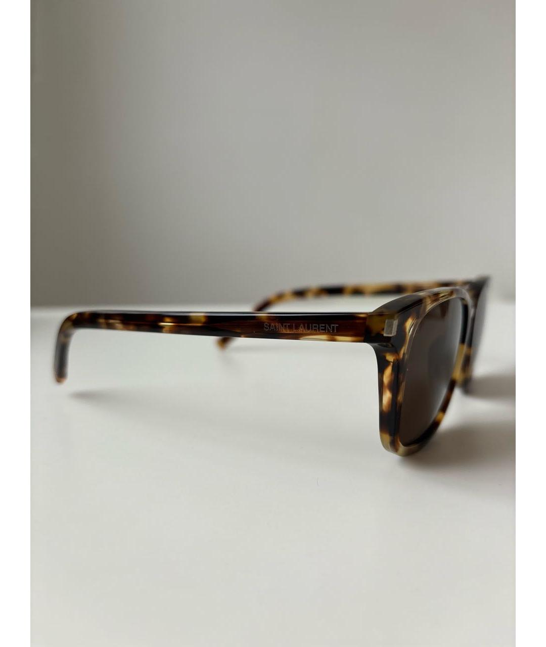 SAINT LAURENT Коричневые пластиковые солнцезащитные очки, фото 2