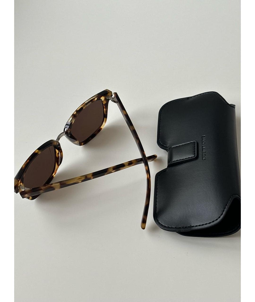SAINT LAURENT Коричневые пластиковые солнцезащитные очки, фото 4