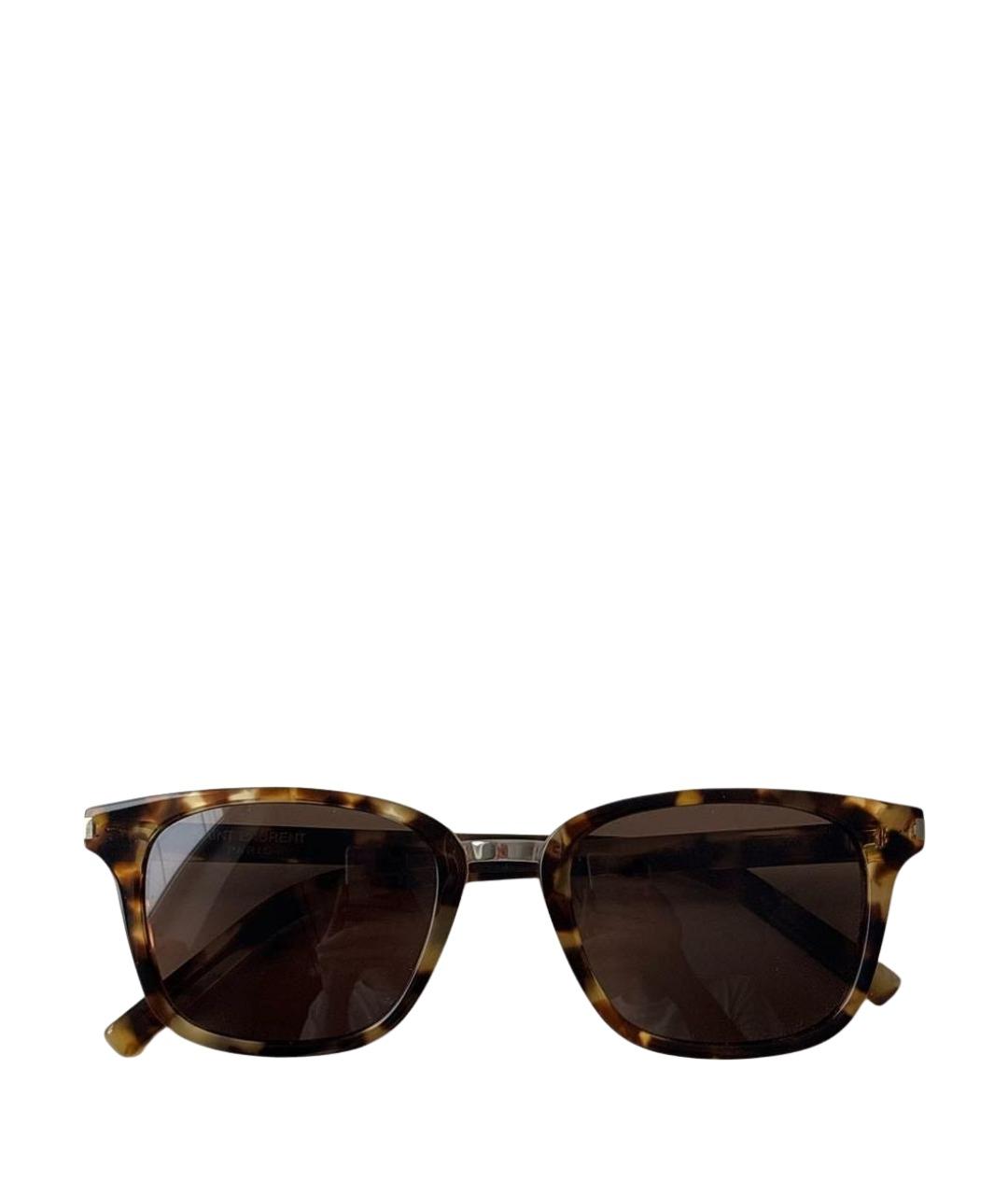 SAINT LAURENT Коричневые пластиковые солнцезащитные очки, фото 1
