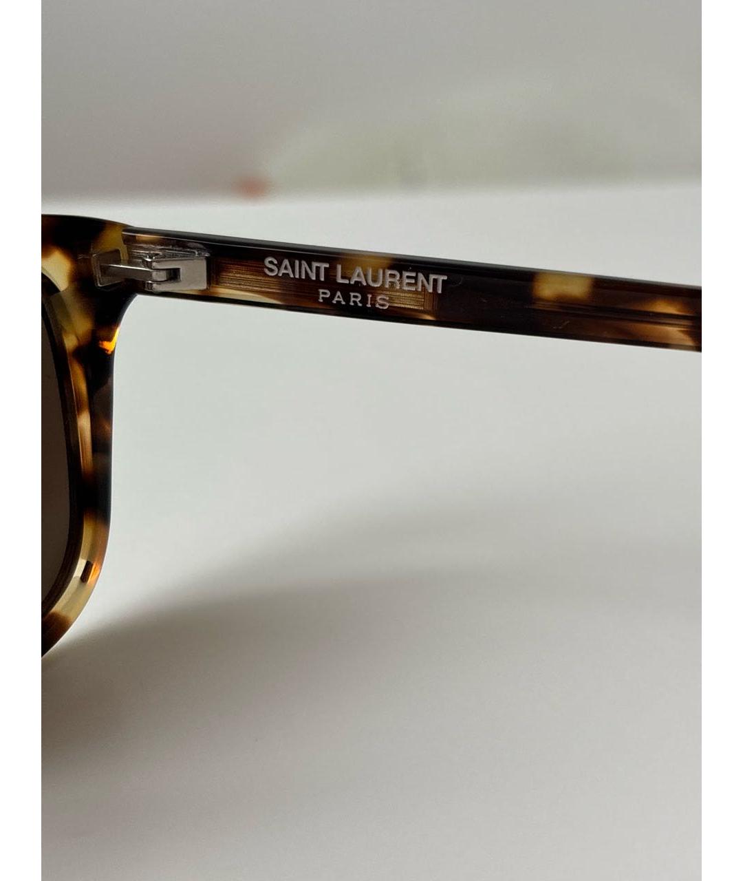SAINT LAURENT Коричневые пластиковые солнцезащитные очки, фото 5