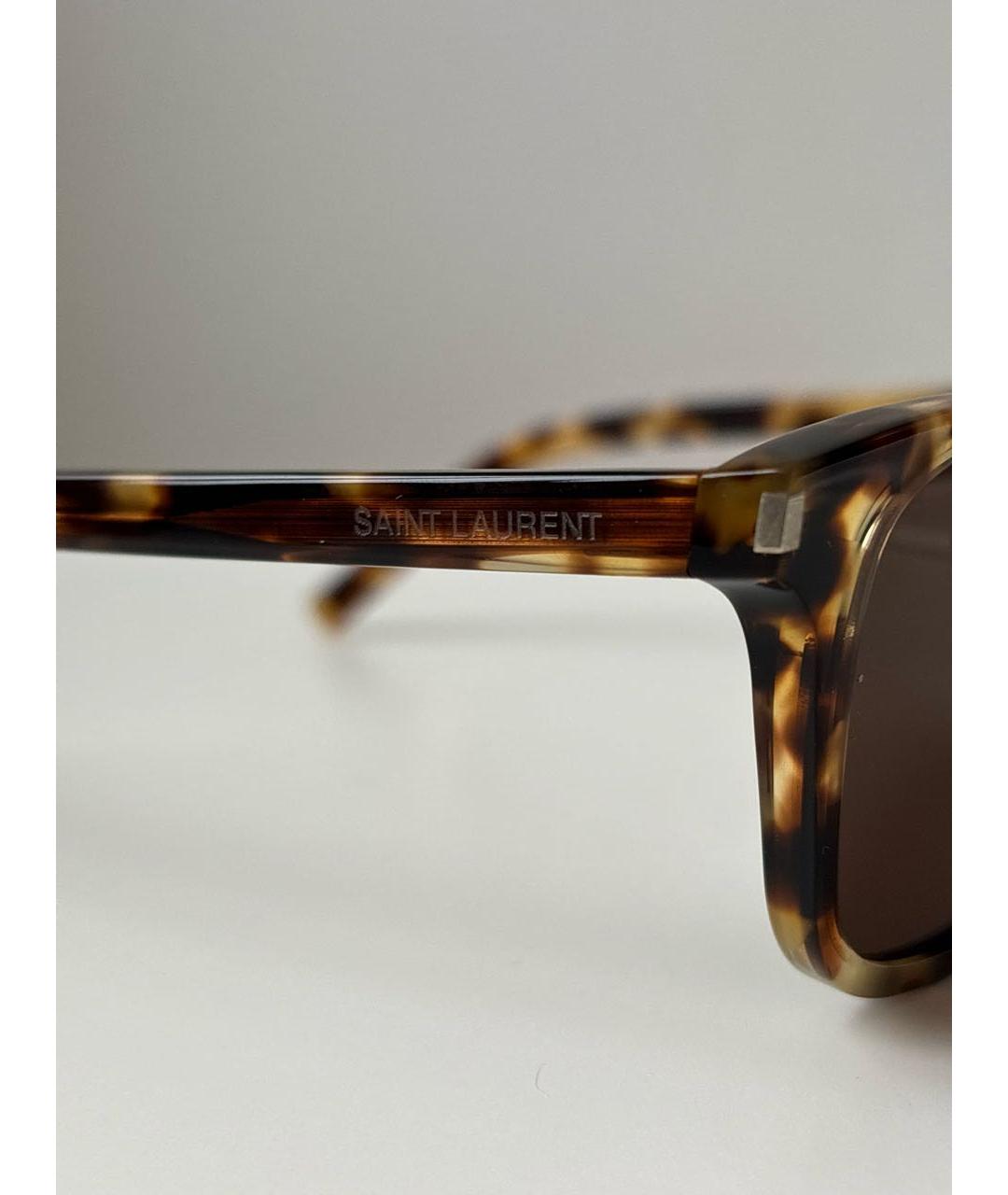 SAINT LAURENT Коричневые пластиковые солнцезащитные очки, фото 3