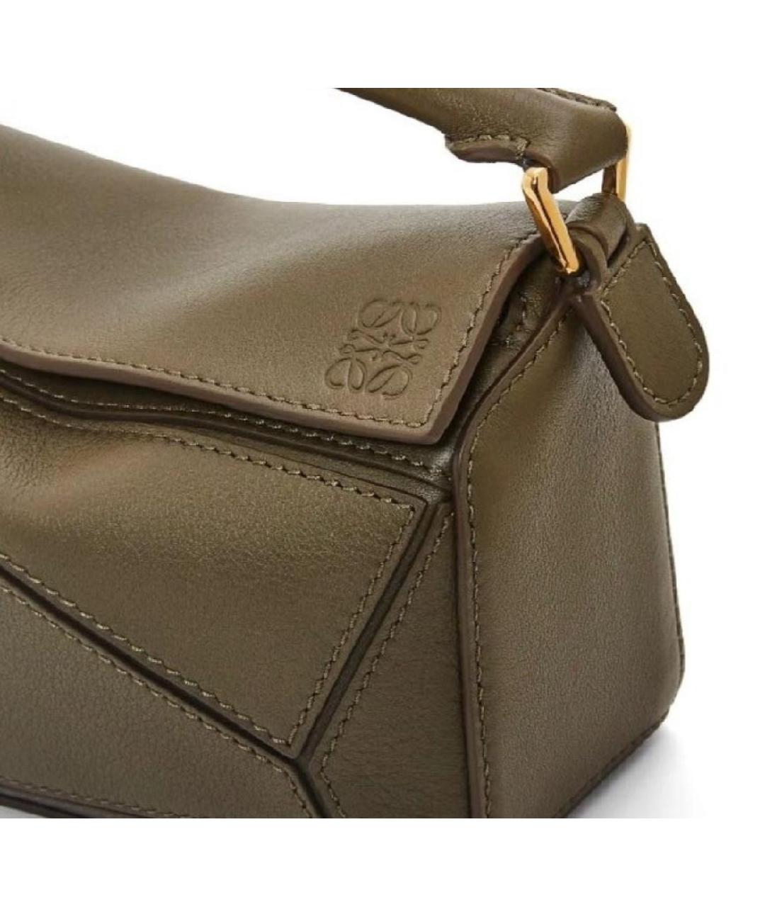 LOEWE Зеленая кожаная сумка с короткими ручками, фото 2