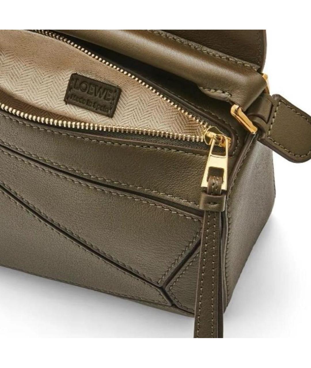 LOEWE Зеленая кожаная сумка с короткими ручками, фото 3