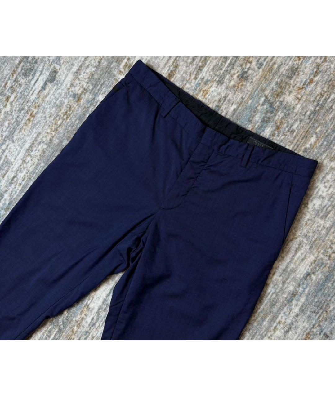 PRADA Синие шерстяные классические брюки, фото 2