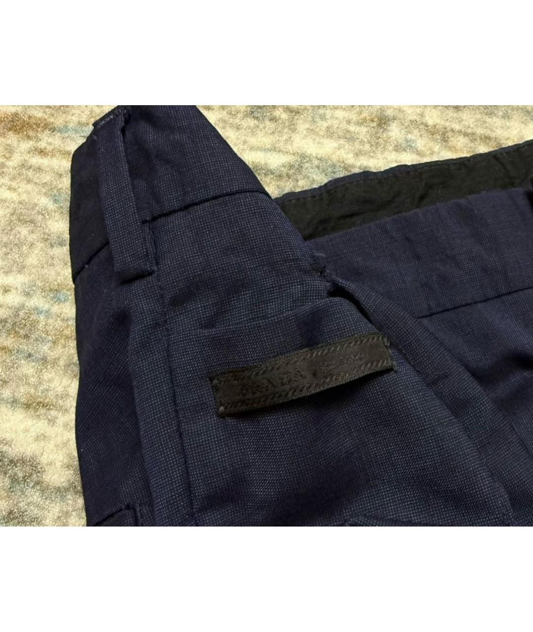 PRADA Синие шерстяные классические брюки, фото 6