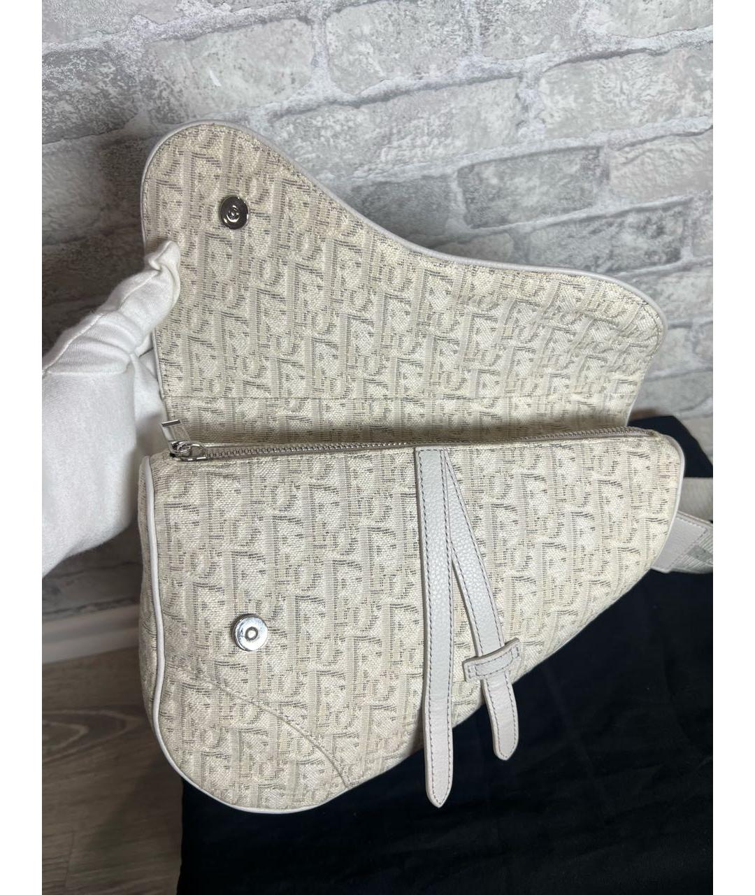 CHRISTIAN DIOR Белая кожаная сумка через плечо, фото 7