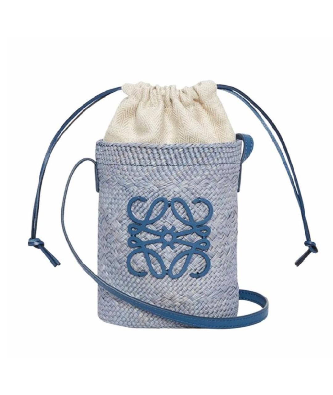 LOEWE Синяя пелетеная пляжная сумка, фото 4