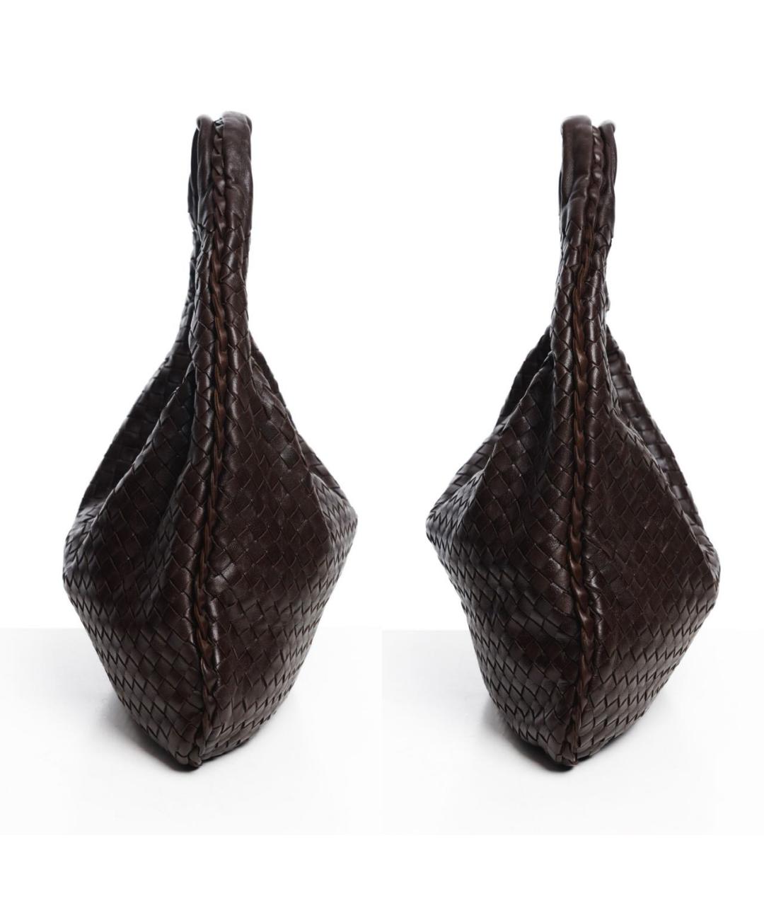 BOTTEGA VENETA Коричневая кожаная сумка с короткими ручками, фото 3