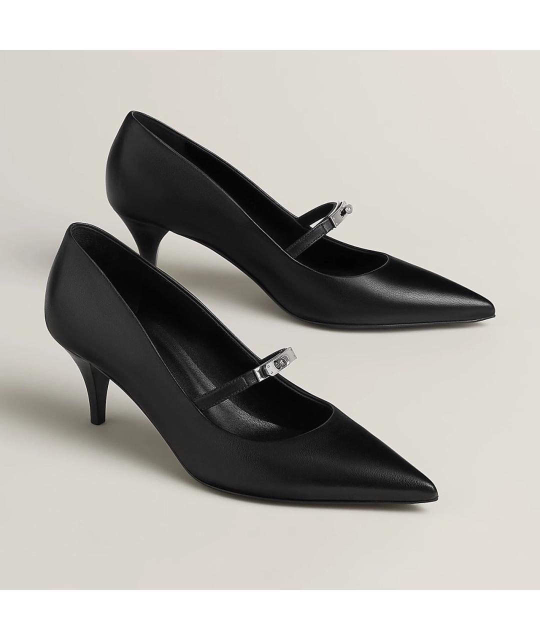 HERMES Черные кожаные туфли, фото 2