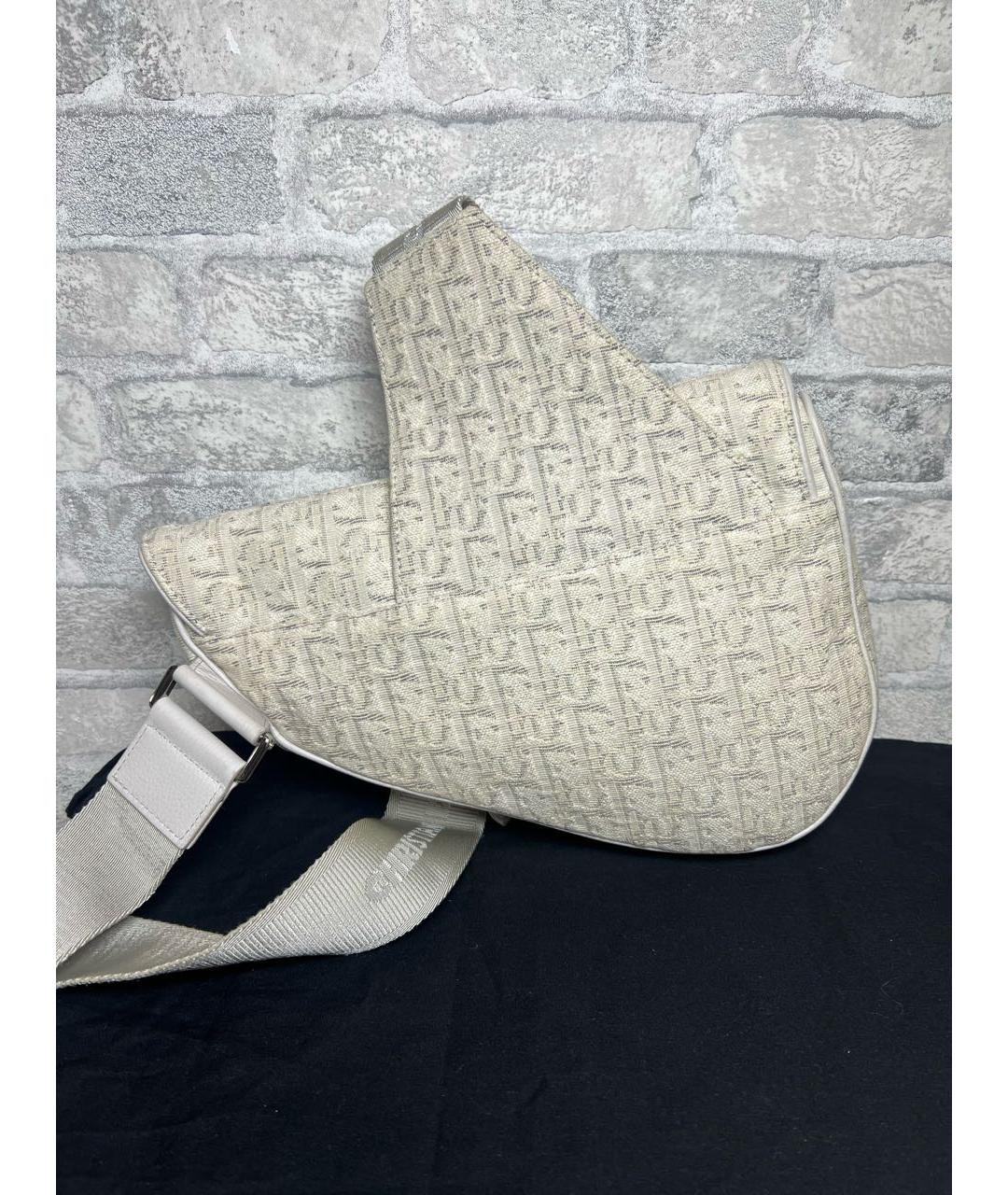 CHRISTIAN DIOR Бежевая жаккардовая сумка на плечо, фото 3