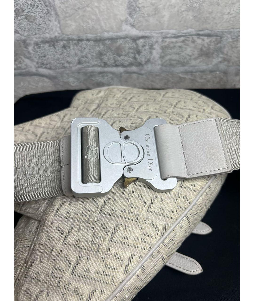 CHRISTIAN DIOR Бежевая жаккардовая сумка на плечо, фото 4