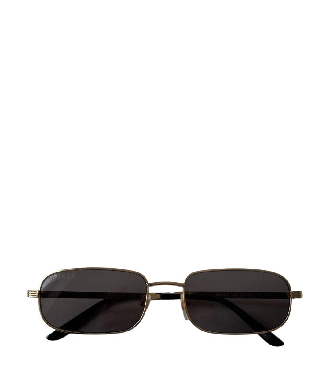 GUCCI Золотые металлические солнцезащитные очки, фото 1