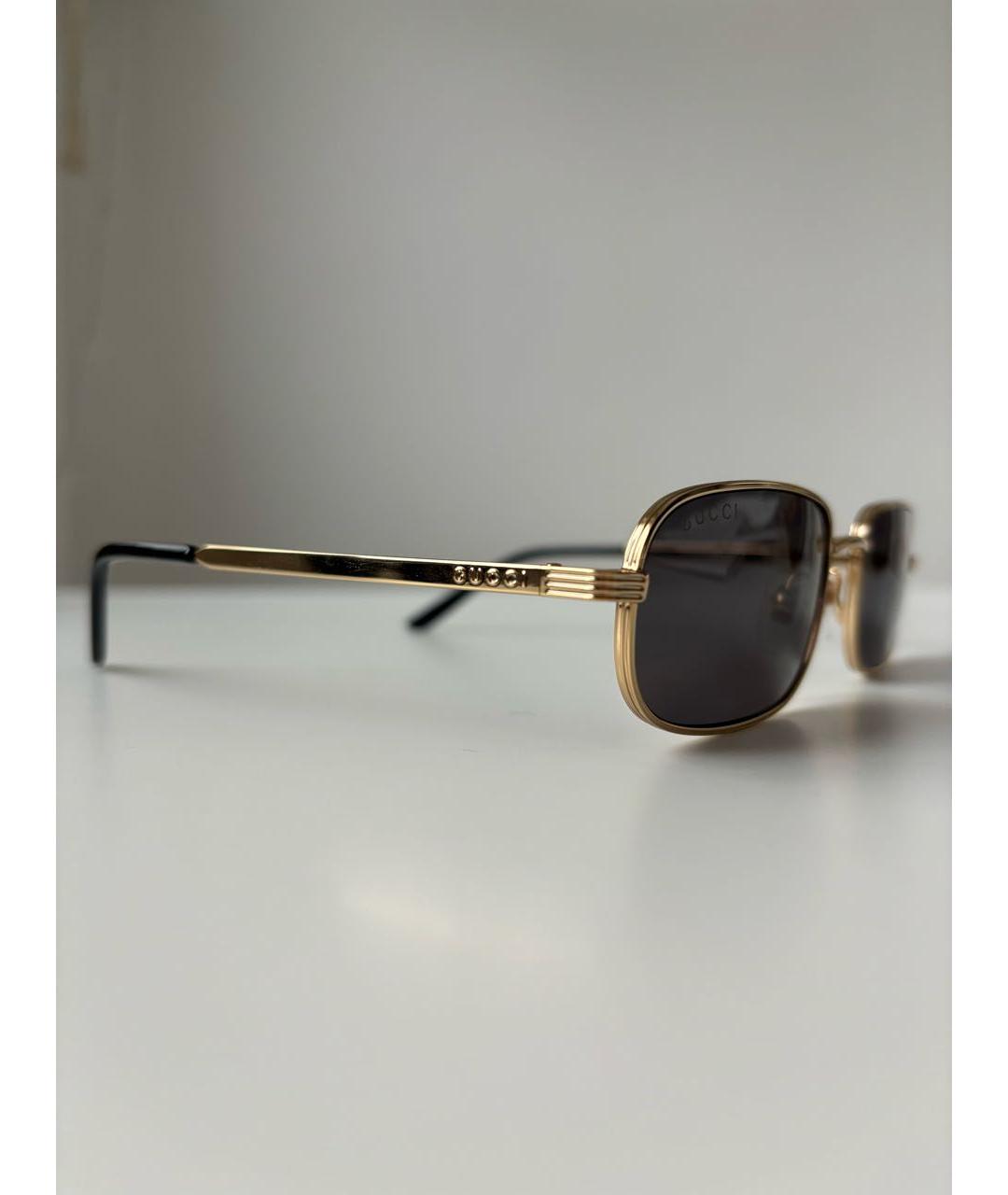 GUCCI Золотые металлические солнцезащитные очки, фото 2