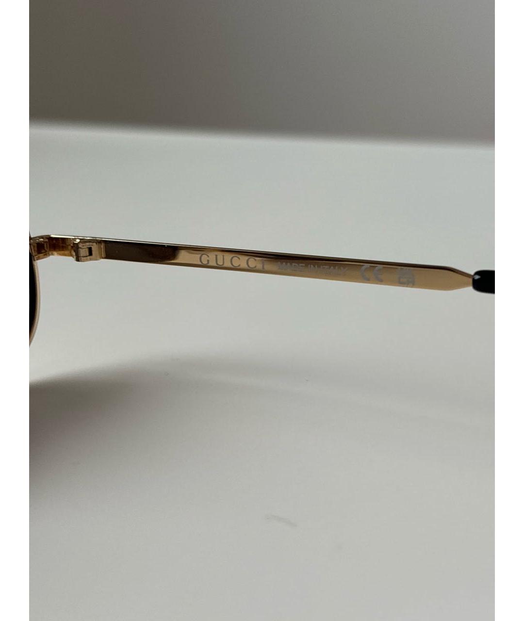 GUCCI Золотые металлические солнцезащитные очки, фото 7