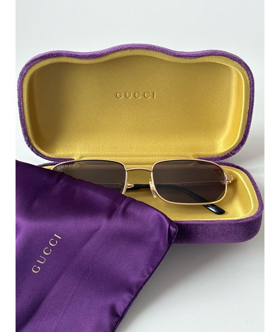 GUCCI Золотые металлические солнцезащитные очки, фото 4