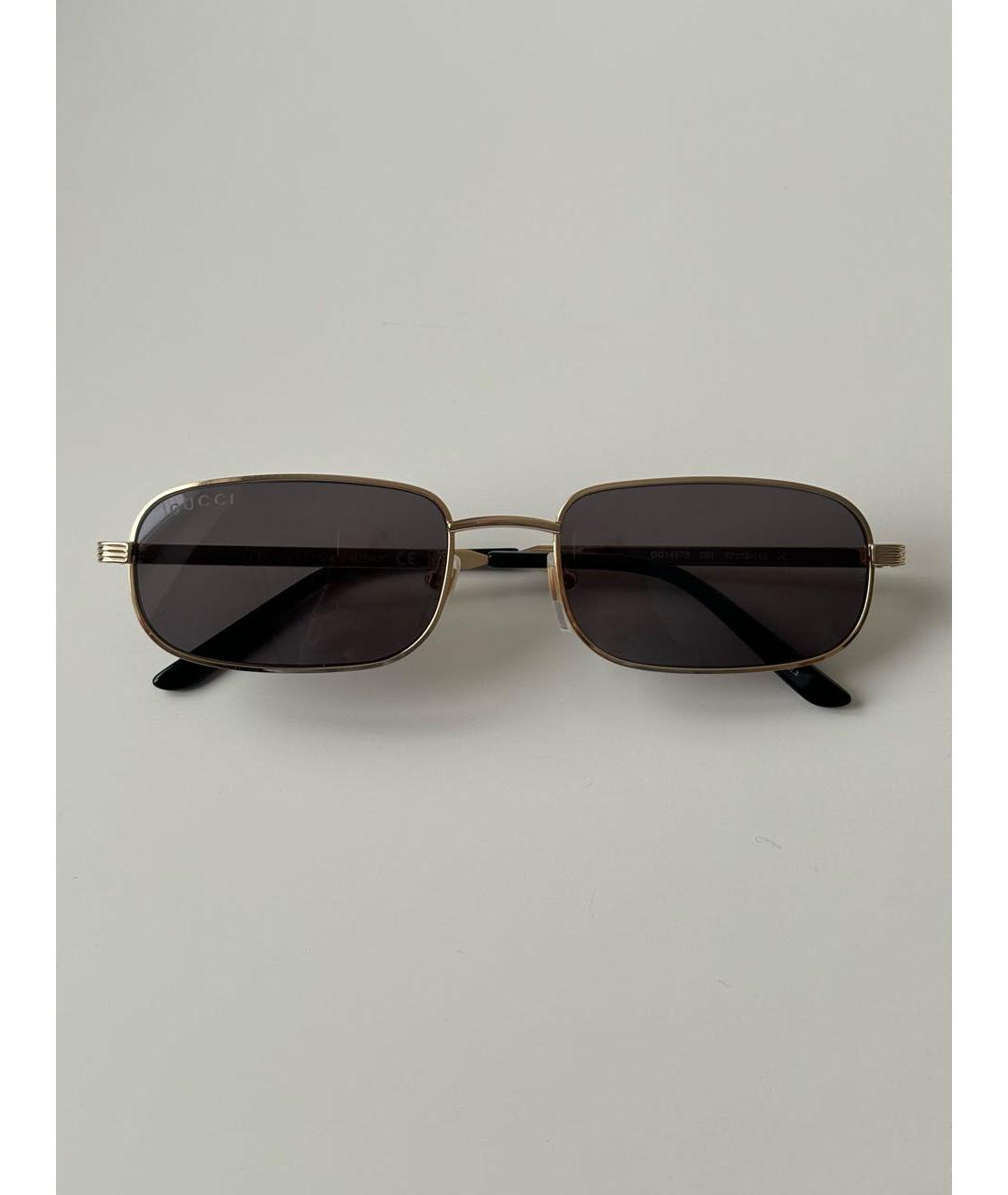 GUCCI Золотые металлические солнцезащитные очки, фото 8