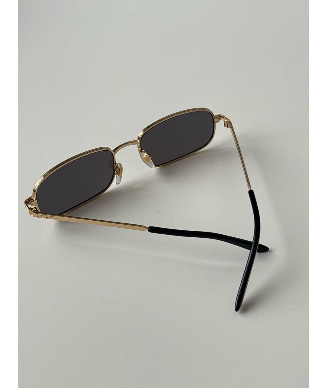GUCCI Золотые металлические солнцезащитные очки, фото 6