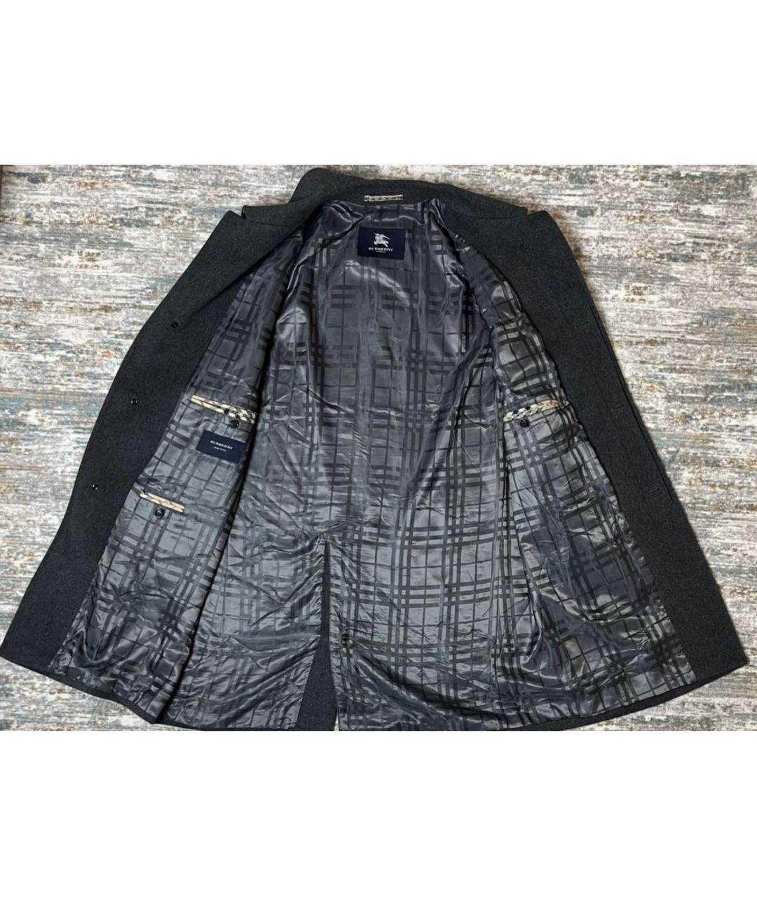 BURBERRY Серое шерстяное пальто, фото 7