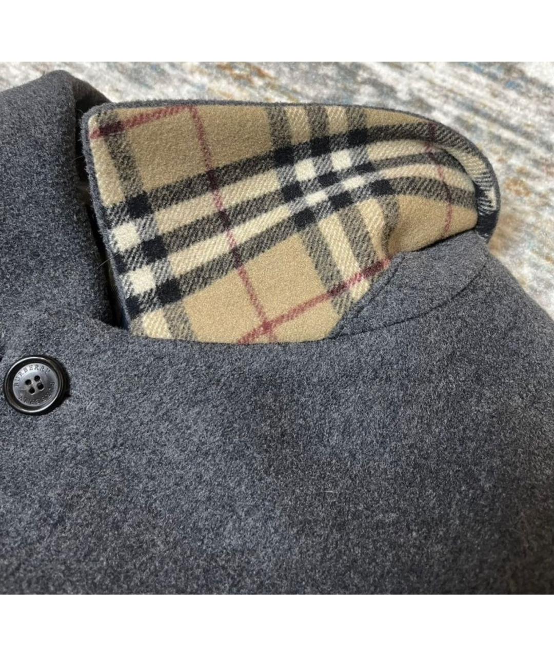 BURBERRY Серое шерстяное пальто, фото 6