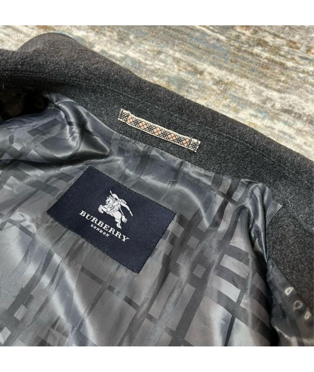 BURBERRY Серое шерстяное пальто, фото 5