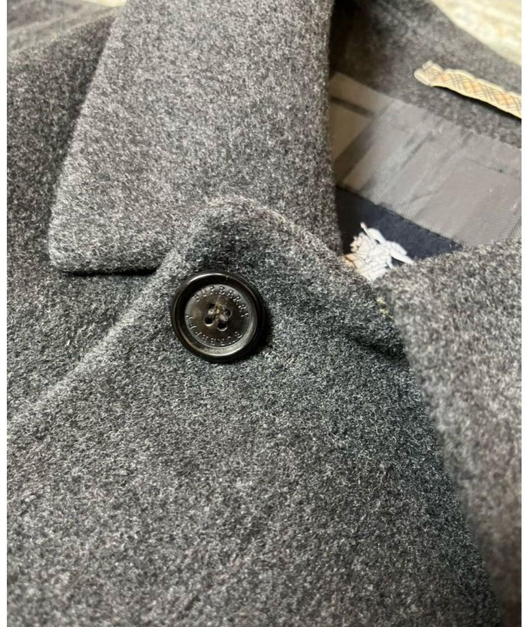 BURBERRY Серое шерстяное пальто, фото 4