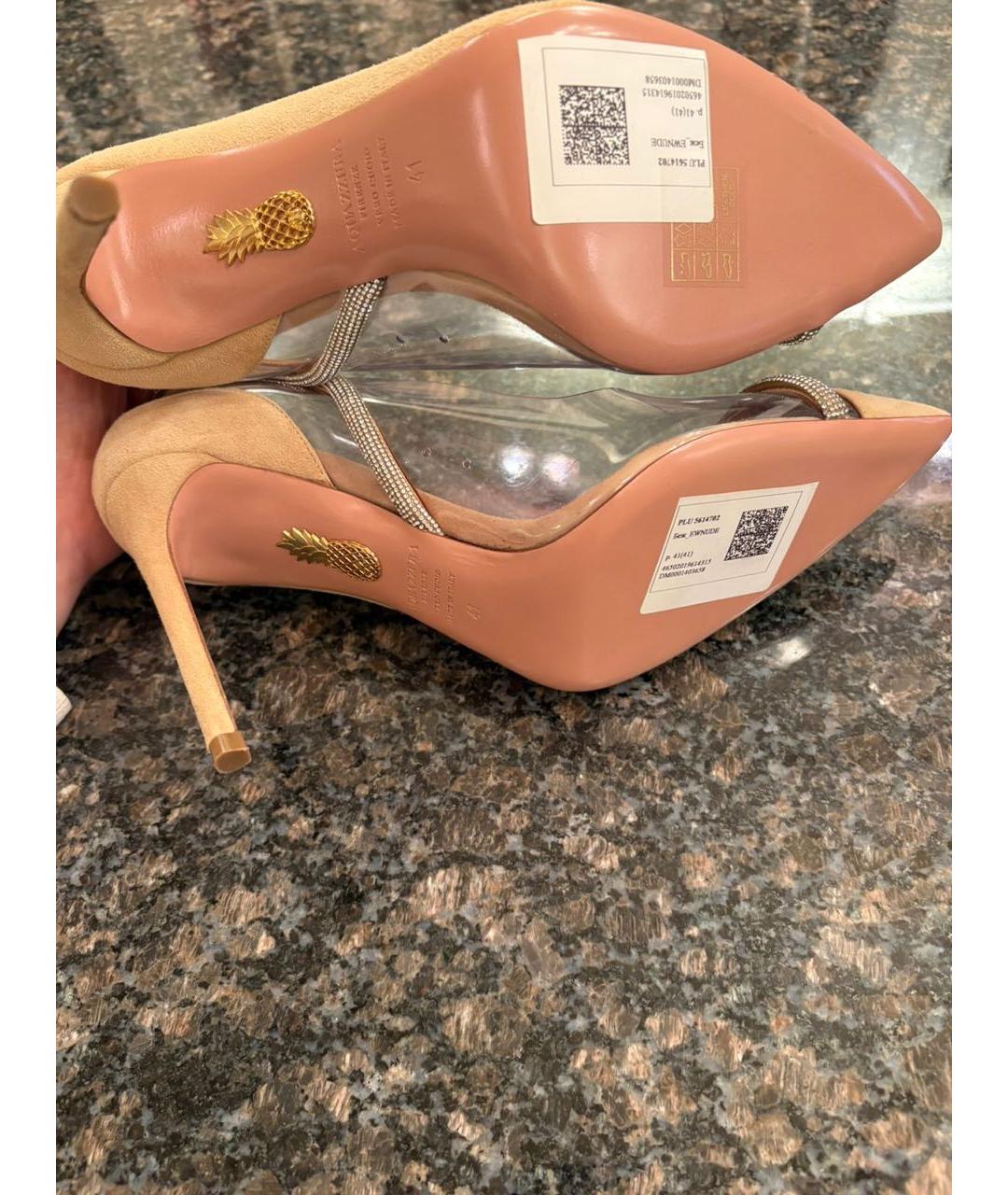 AQUAZZURA Бежевые замшевые туфли, фото 4