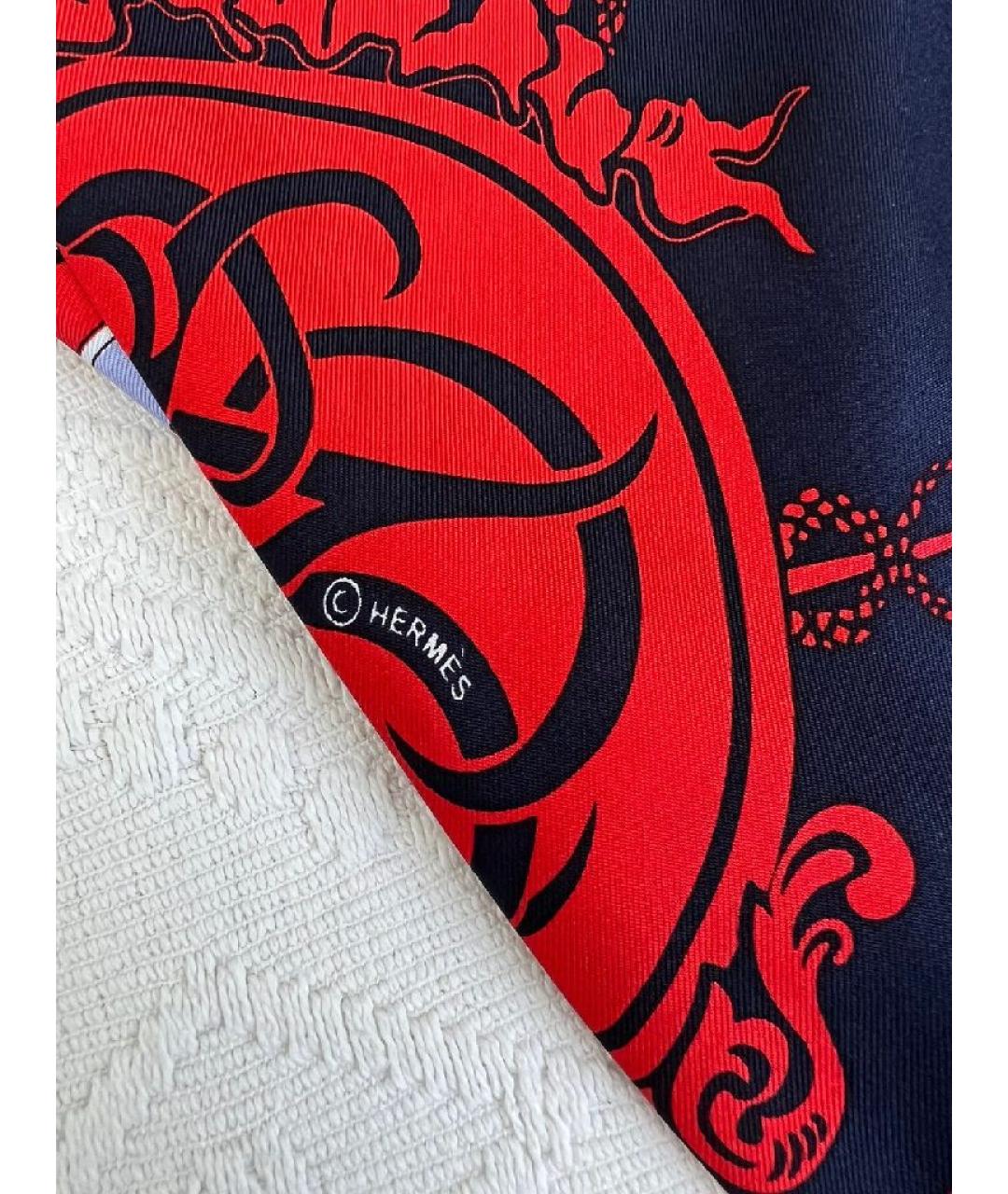 HERMES Синий шелковый шарф, фото 6