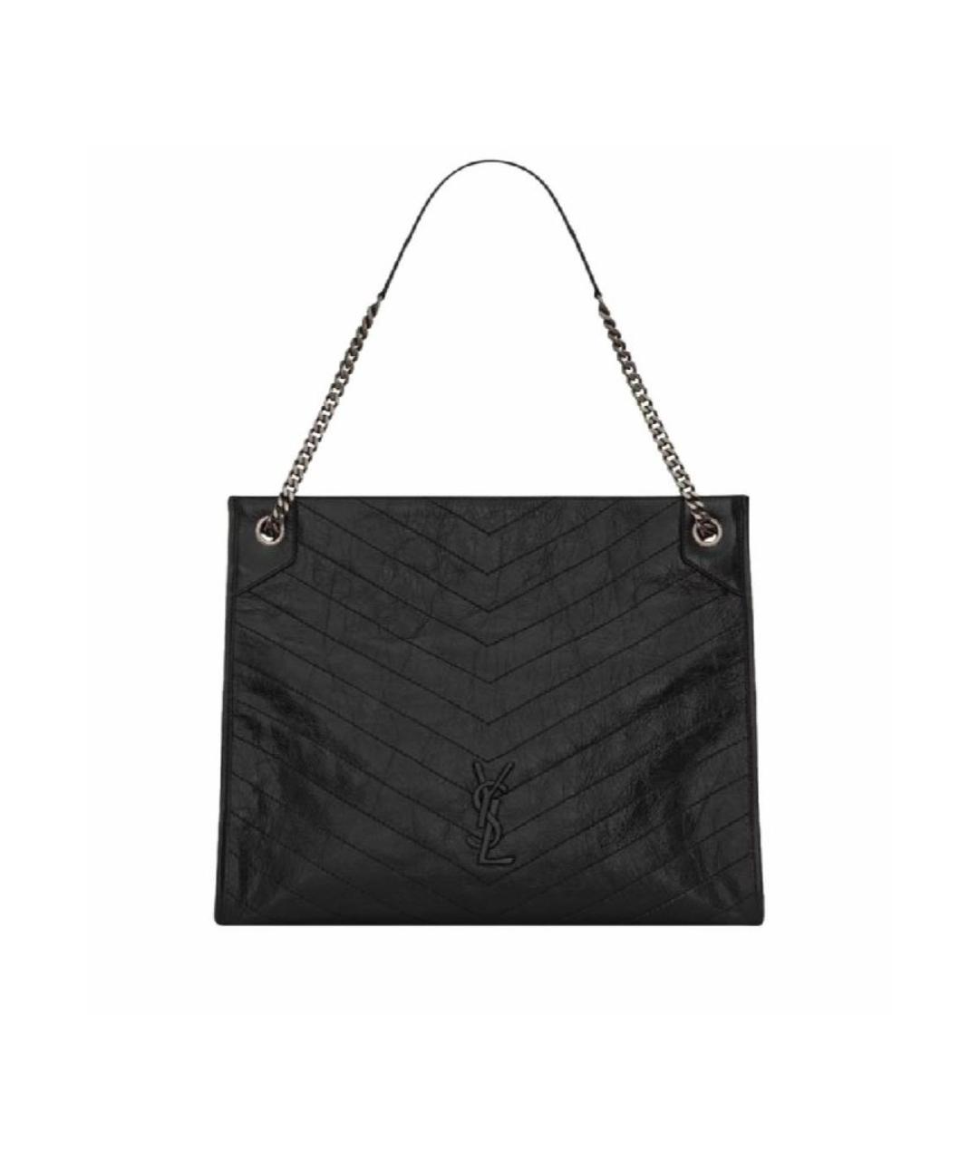 SAINT LAURENT Черная кожаная сумка с короткими ручками, фото 5