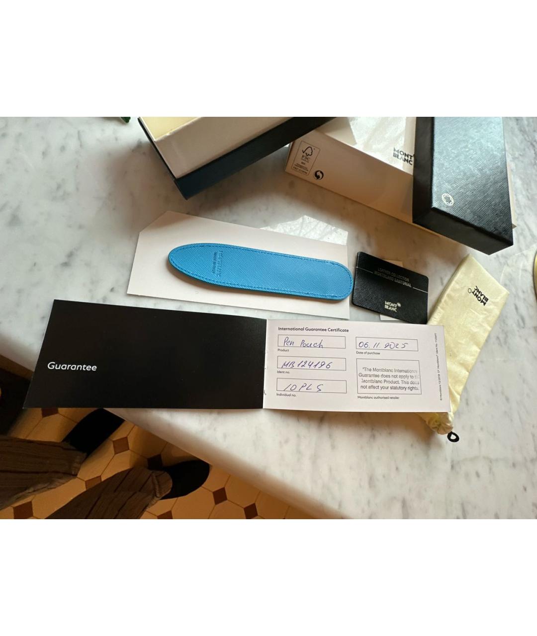 MONTBLANC Голубая кожаная шариковая ручка, фото 5