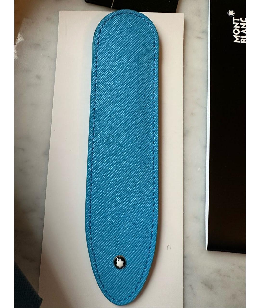 MONTBLANC Голубая кожаная шариковая ручка, фото 8