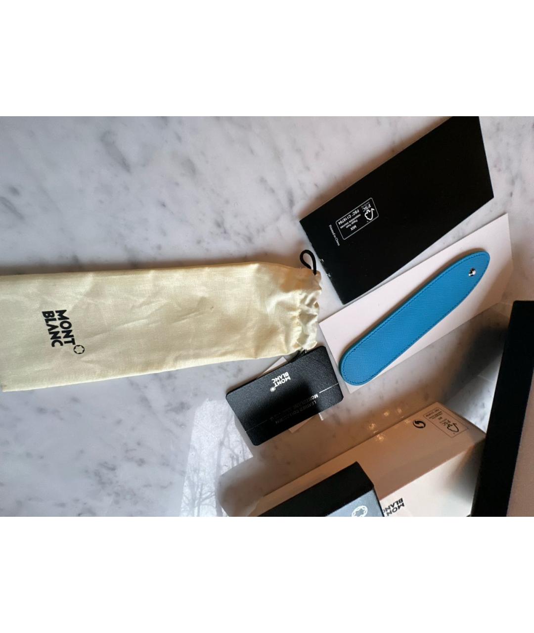 MONTBLANC Голубая кожаная шариковая ручка, фото 6