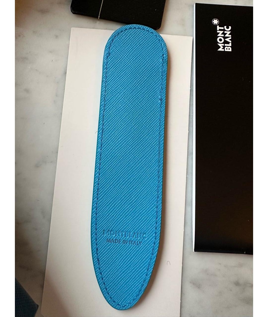 MONTBLANC Голубая кожаная шариковая ручка, фото 2