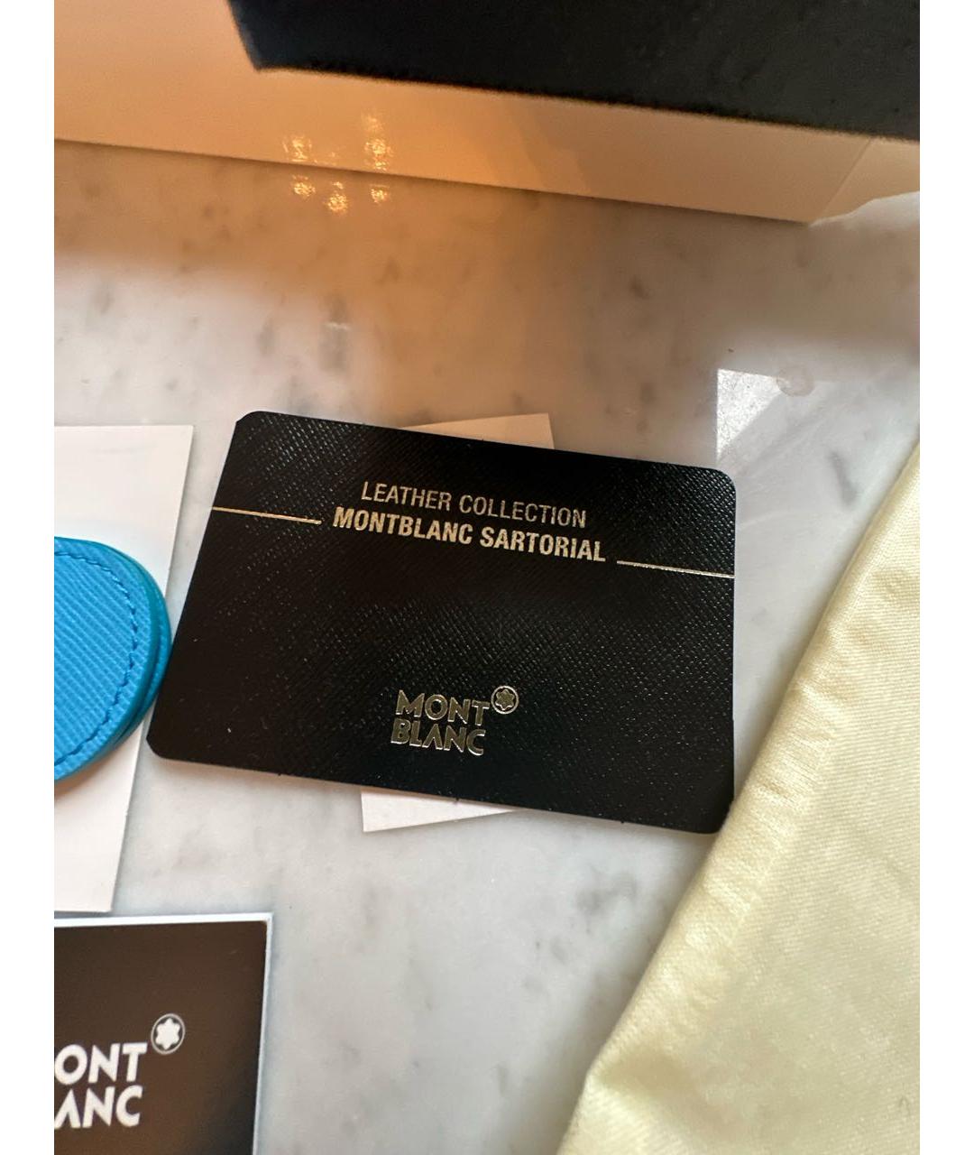 MONTBLANC Голубая кожаная шариковая ручка, фото 4