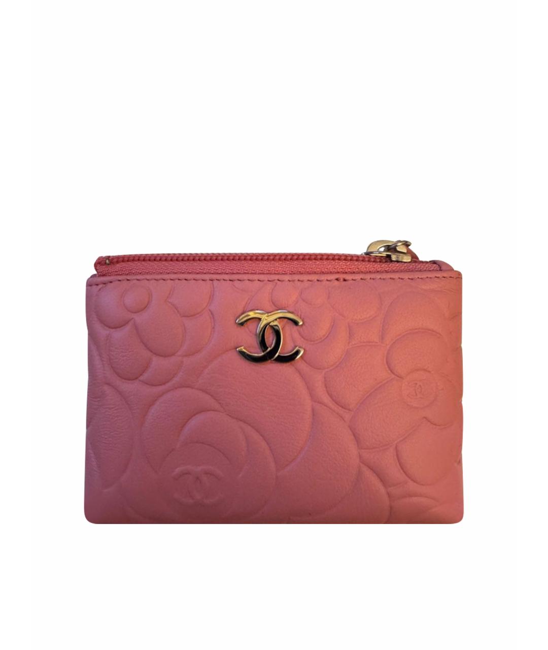 CHANEL Коралловый кожаный кошелек, фото 1