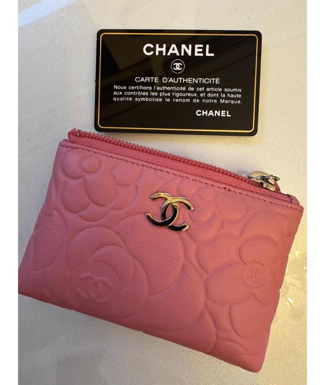 CHANEL Коралловый кожаный кошелек, фото 5