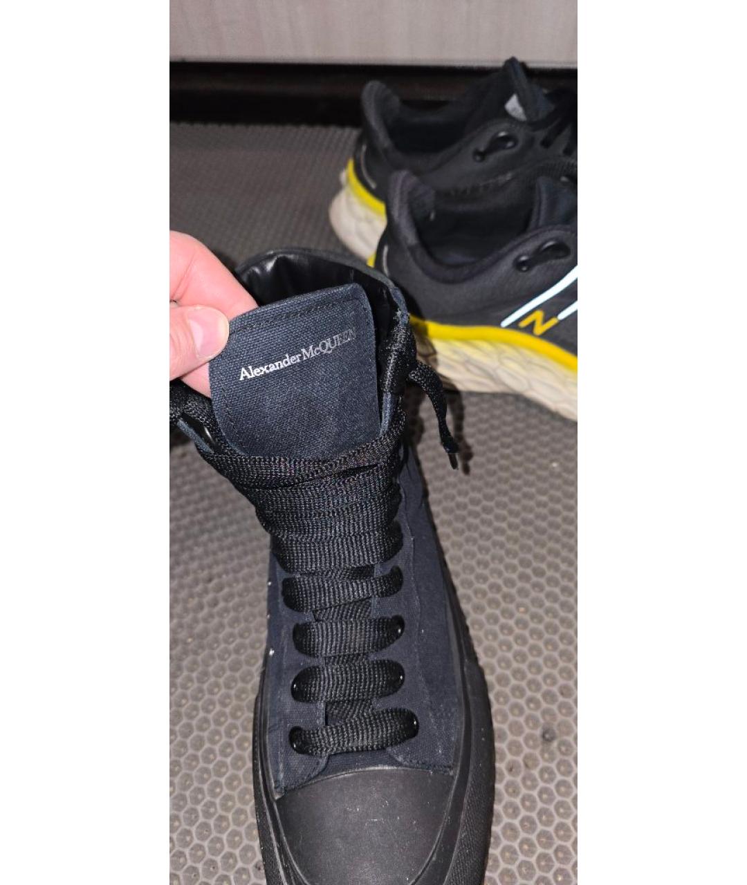 ALEXANDER MCQUEEN Темно-синие текстильные высокие ботинки, фото 3