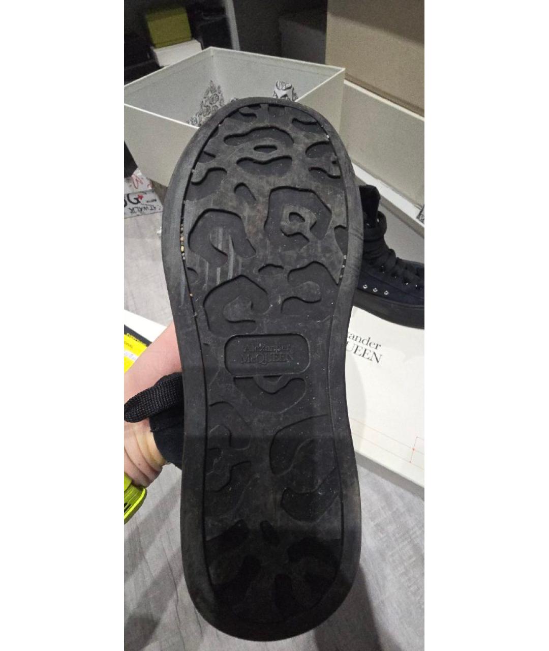 ALEXANDER MCQUEEN Темно-синие текстильные высокие ботинки, фото 6