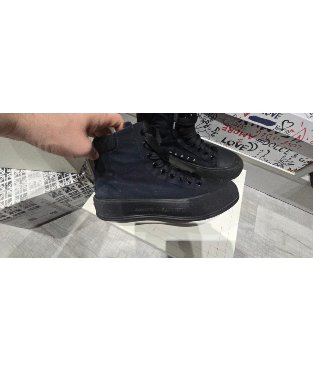 ALEXANDER MCQUEEN Темно-синие текстильные высокие ботинки, фото 8