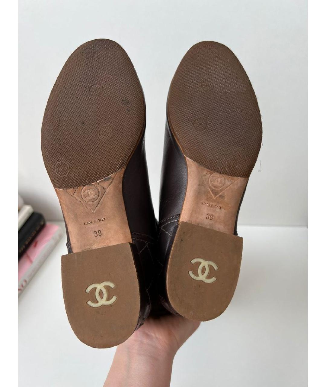 CHANEL Коричневые кожаные сапоги, фото 7